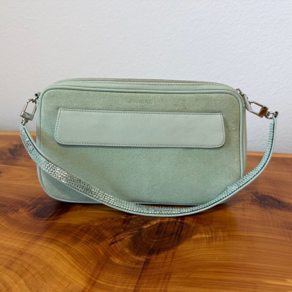 Swarovski Minty Green Leather/Suede Small Handbag Clutch.